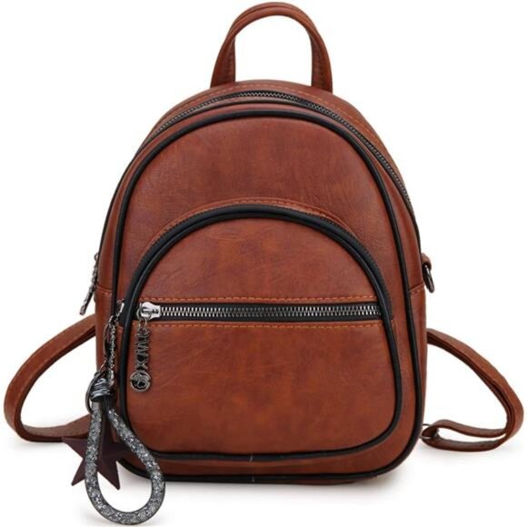 Small Convertible Backpack for Women Brown Red main image 5